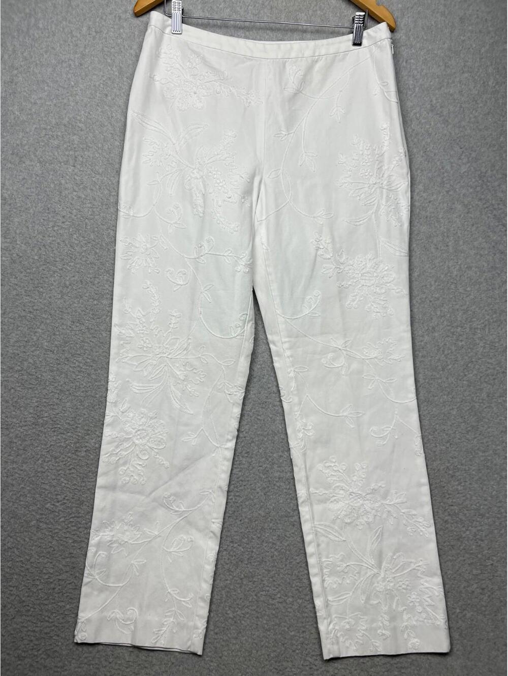 Vintage Lauren Ralph Lauren Embroidered Pants Women's Size 10 White Coastalganny